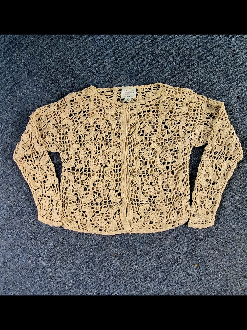 VINTAGE 90's Express Crochet Openwork Long-Sleeve Cardigan - S